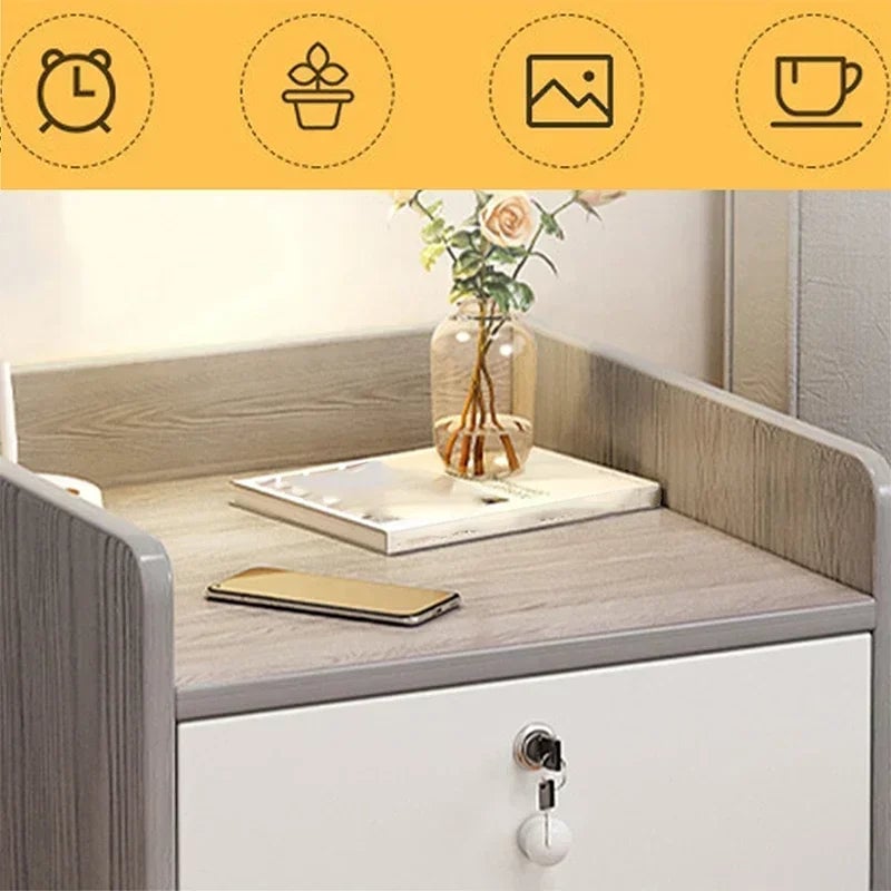 Nordic Modern Nightstand with Drawer - Wood Bedroom Storage Cabinet