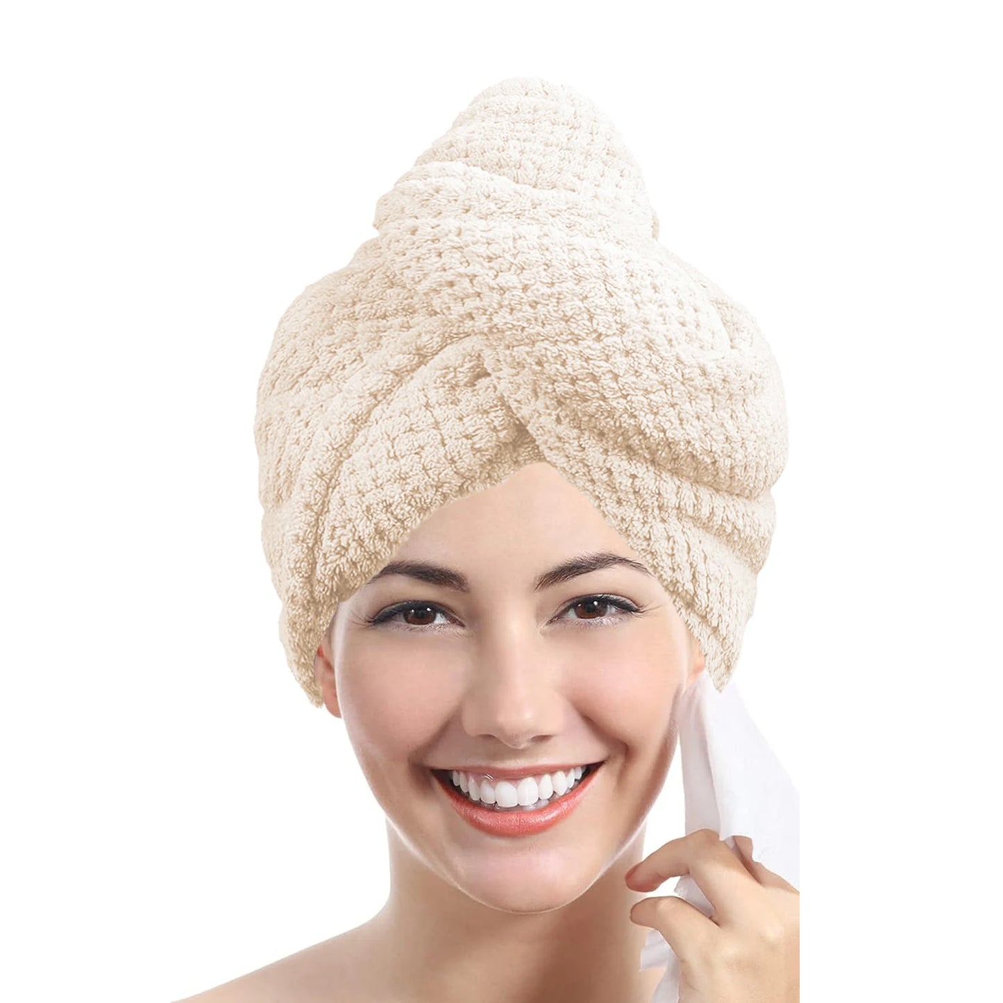 Women Hair Towel Wrap with Button - Quick Dry Absorbent Cap 9.8x25.5