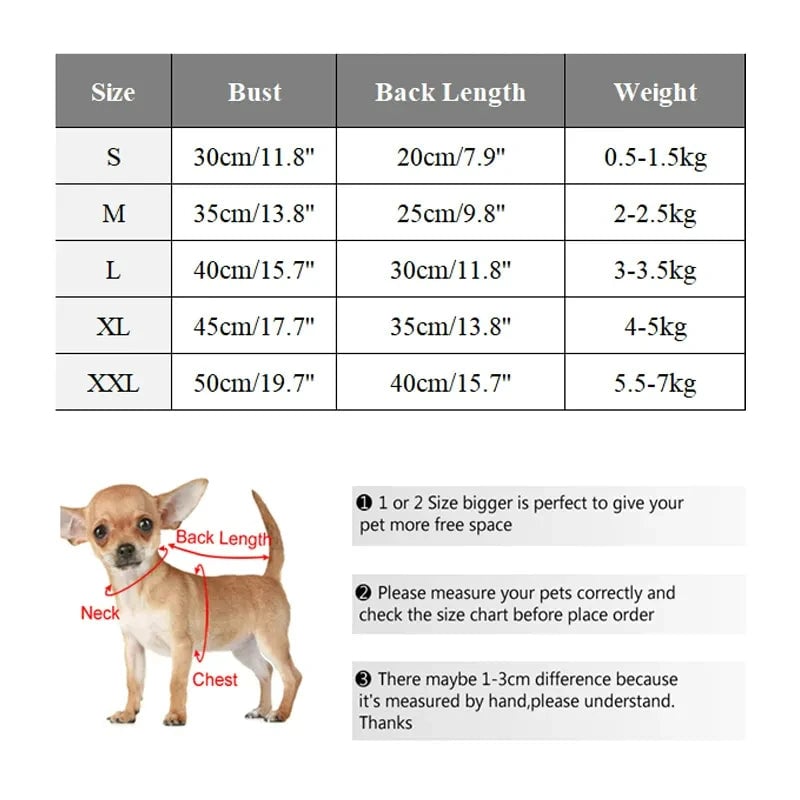 Winter Dog Coat Jacket Small Breeds Chihuahua Yorkie Warm Clothes