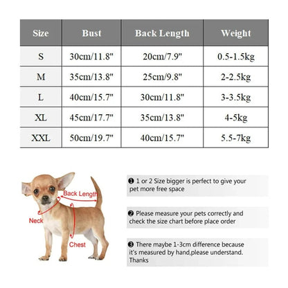 Winter Dog Coat Jacket Small Breeds Chihuahua Yorkie Warm Clothes