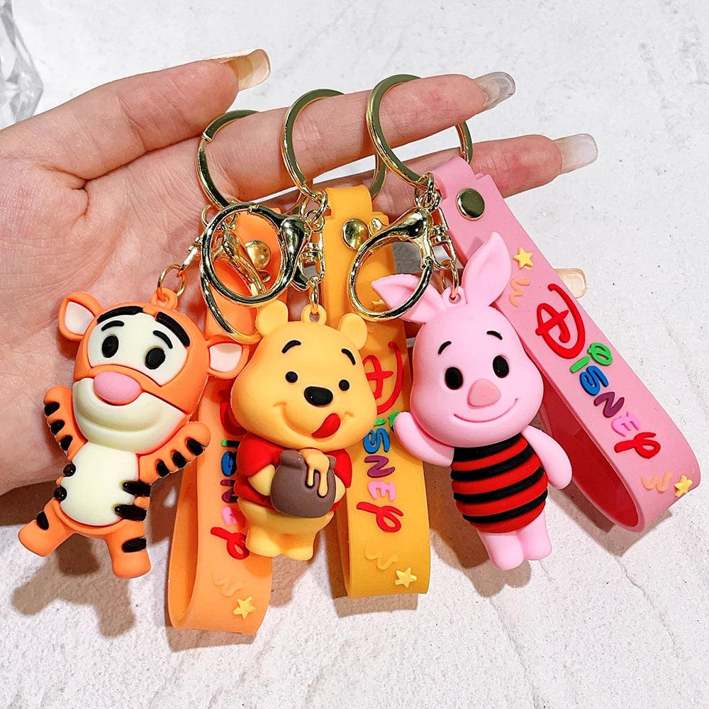 Winnie Pooh PVC Keychain Set - Eeyore Tigger Piglet Character Keyrings