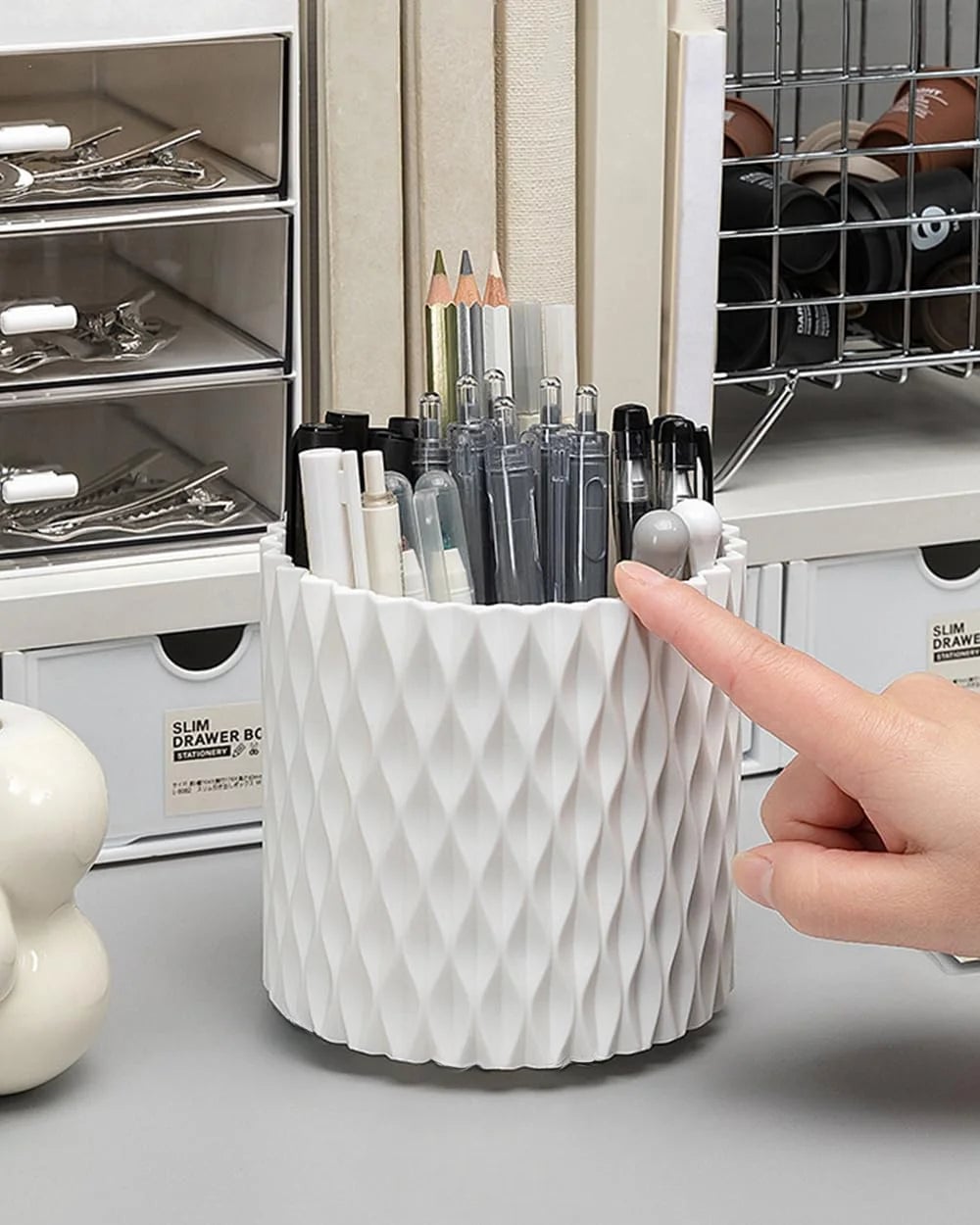 5-Compartment Desk Organizer Storage Box - Pen Pencil Holder