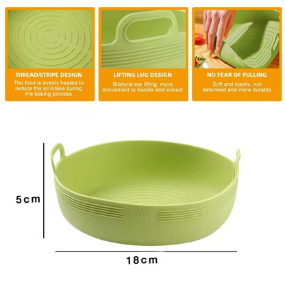 Silicone Air Fryer Liners Round Square Reusable Non-Stick Pot Bowl