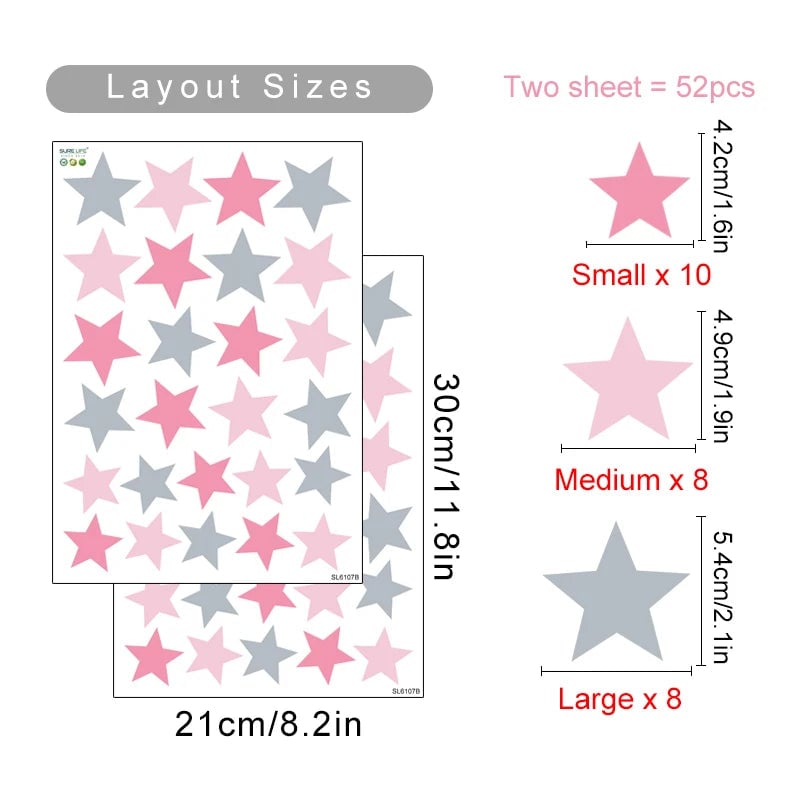 Cartoon Stars Beige Removable Wall Stickers Nursery Kids Baby Decor