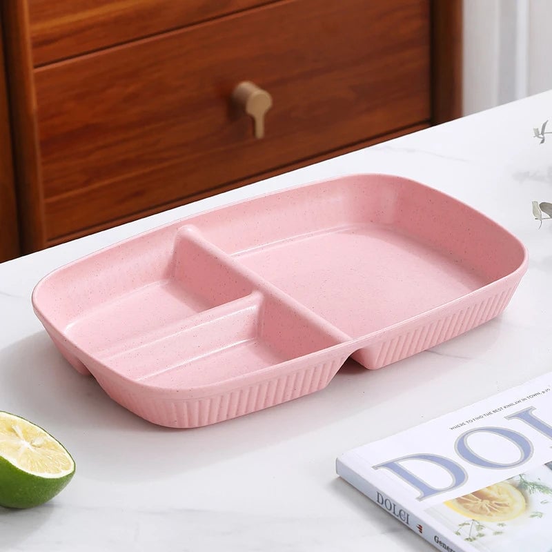 3 Compartment Portion Control Plate Microwave Safe Diet Dinnerware