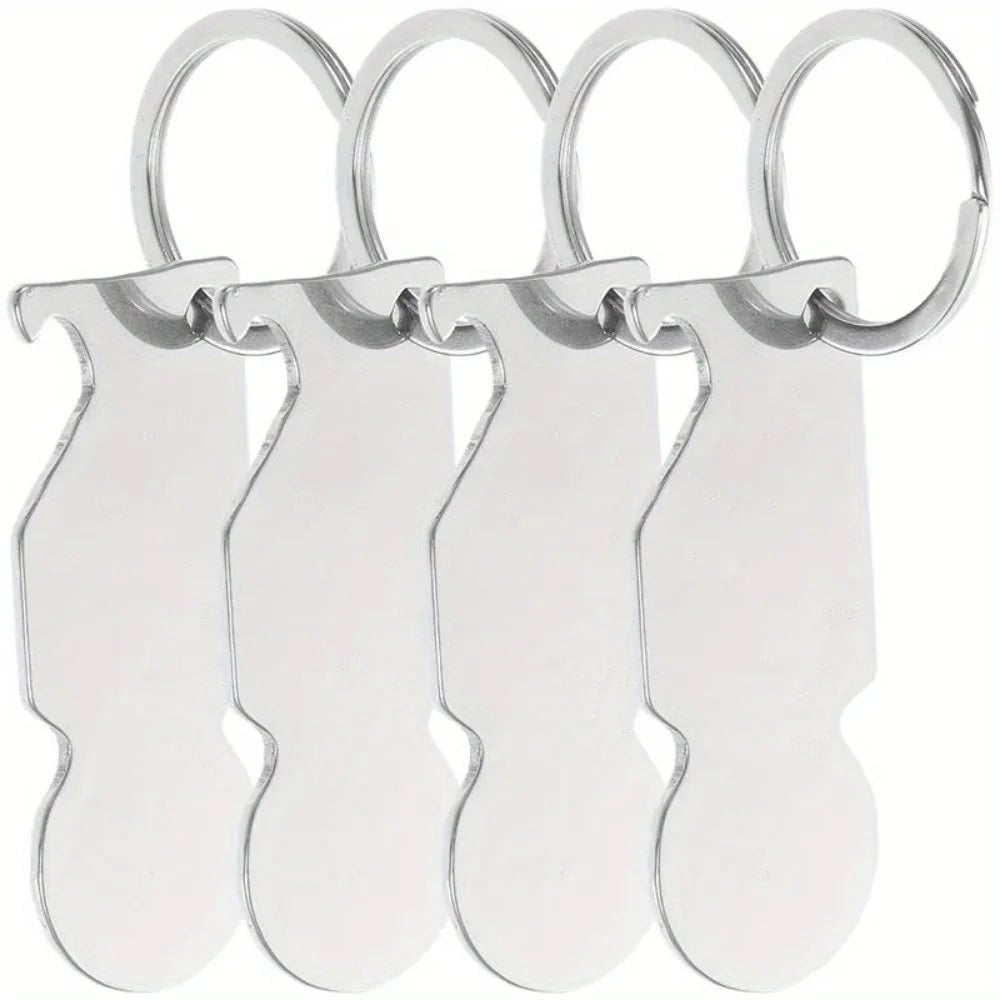 4Pcs Trolley Token Keychains - Metal Shopping Cart Coin Key Rings