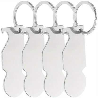 4Pcs Trolley Token Keychains - Metal Shopping Cart Coin Key Rings