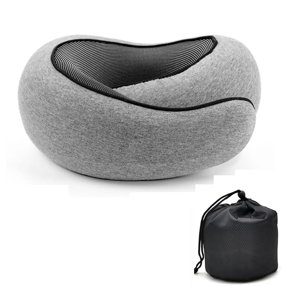Memory Foam U-Shaped Travel Neck Pillow - Adjustable Support