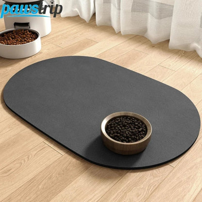 Absorbent Non-Slip Oval Pet Feeding Mat - Quick-Dry Waterproof