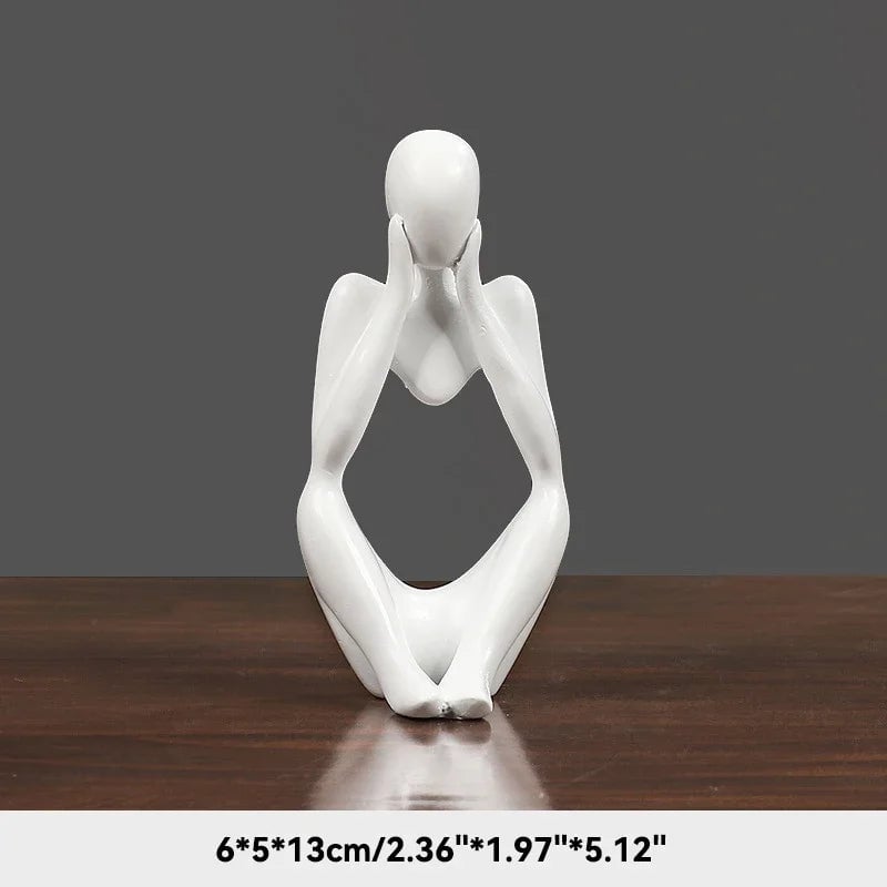 Sand Color Abstract Thinker Statue - Yoga Meditation Figurine Decor
