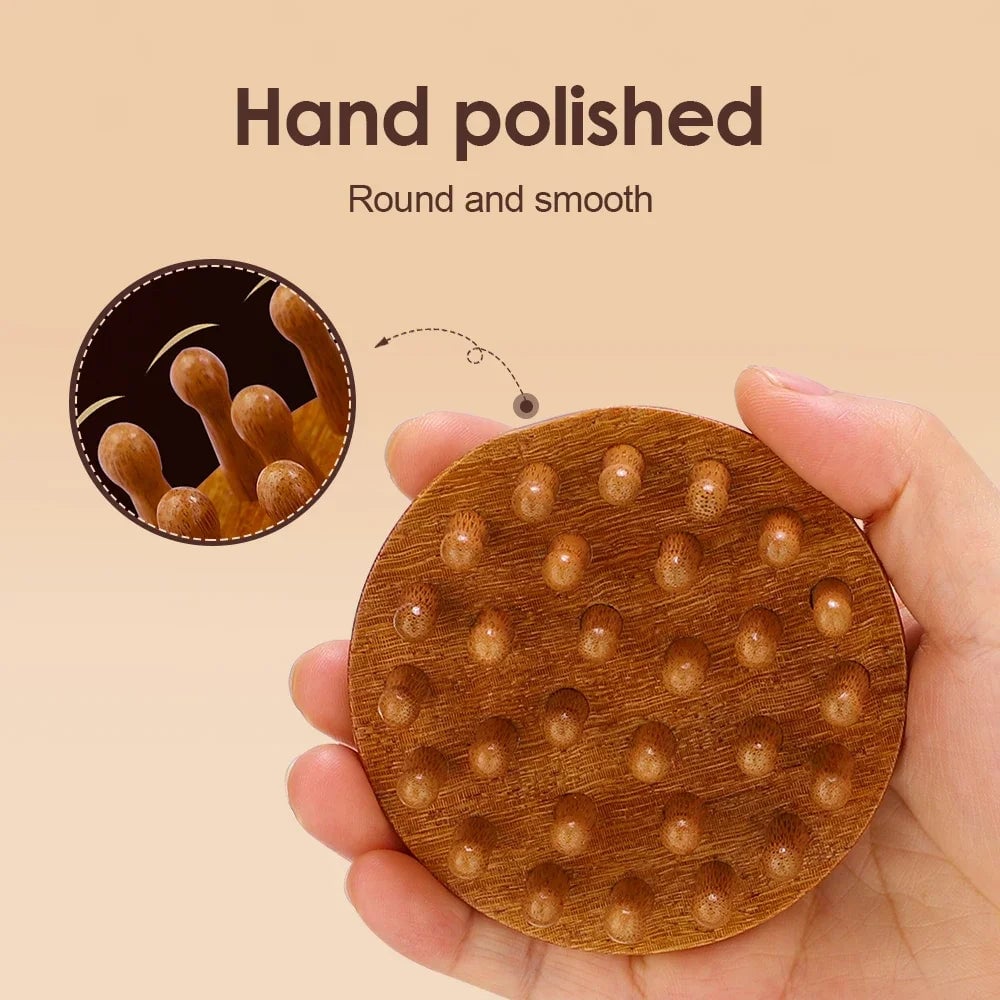 Sandalwood Massage Comb Finger Ring Scalp Meridian Guasha Tool