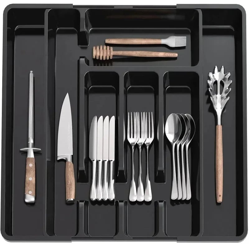 Adjustable Kitchen Drawer Organizer Tray - Expandable Cutlery Storage