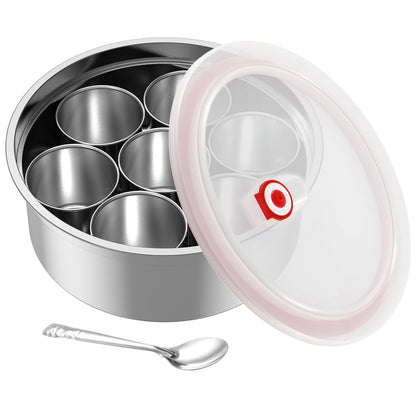Stainless Steel Masala Dabba - 7 Compartment Spice Box Container