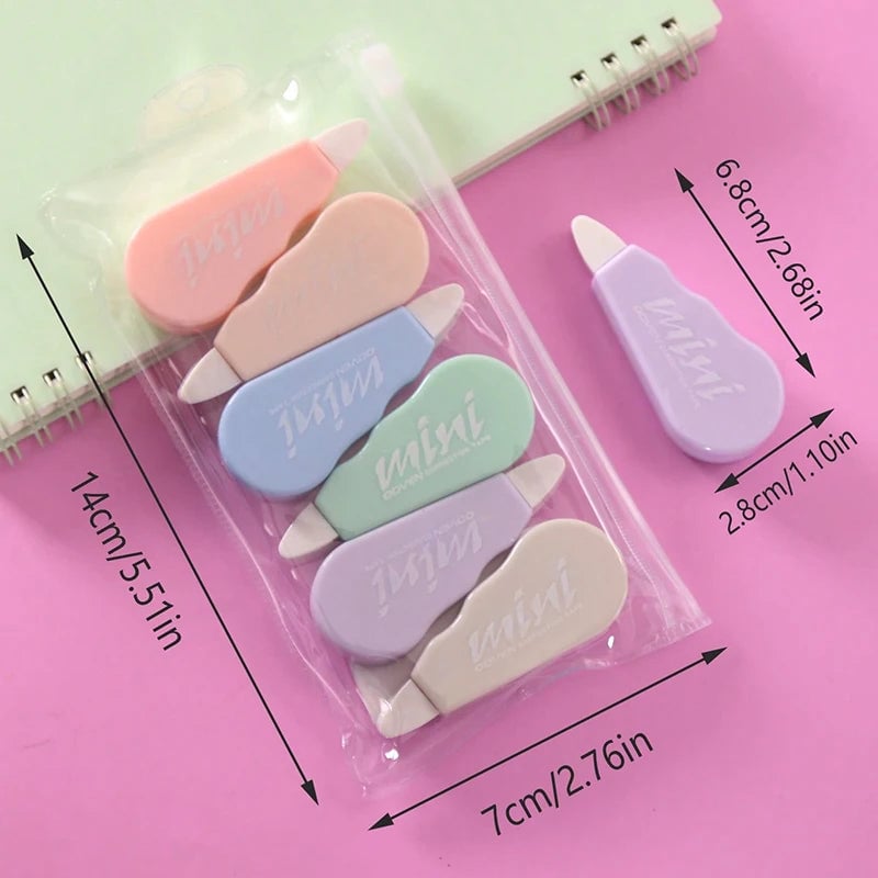 6-Piece Kawaii Macaron Correction Tape Set - School Office Supplies