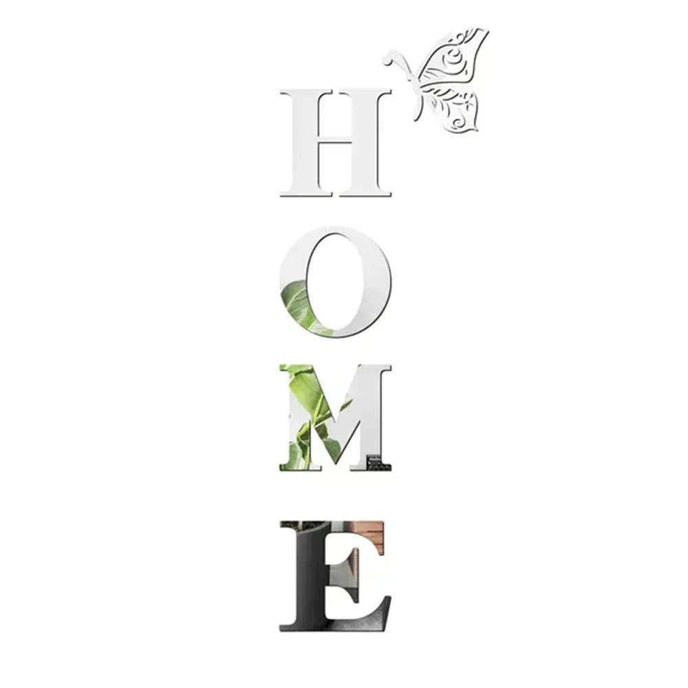 3D Mirror Wall Sticker Acrylic Home Logo Entrance Decor - Reflective
