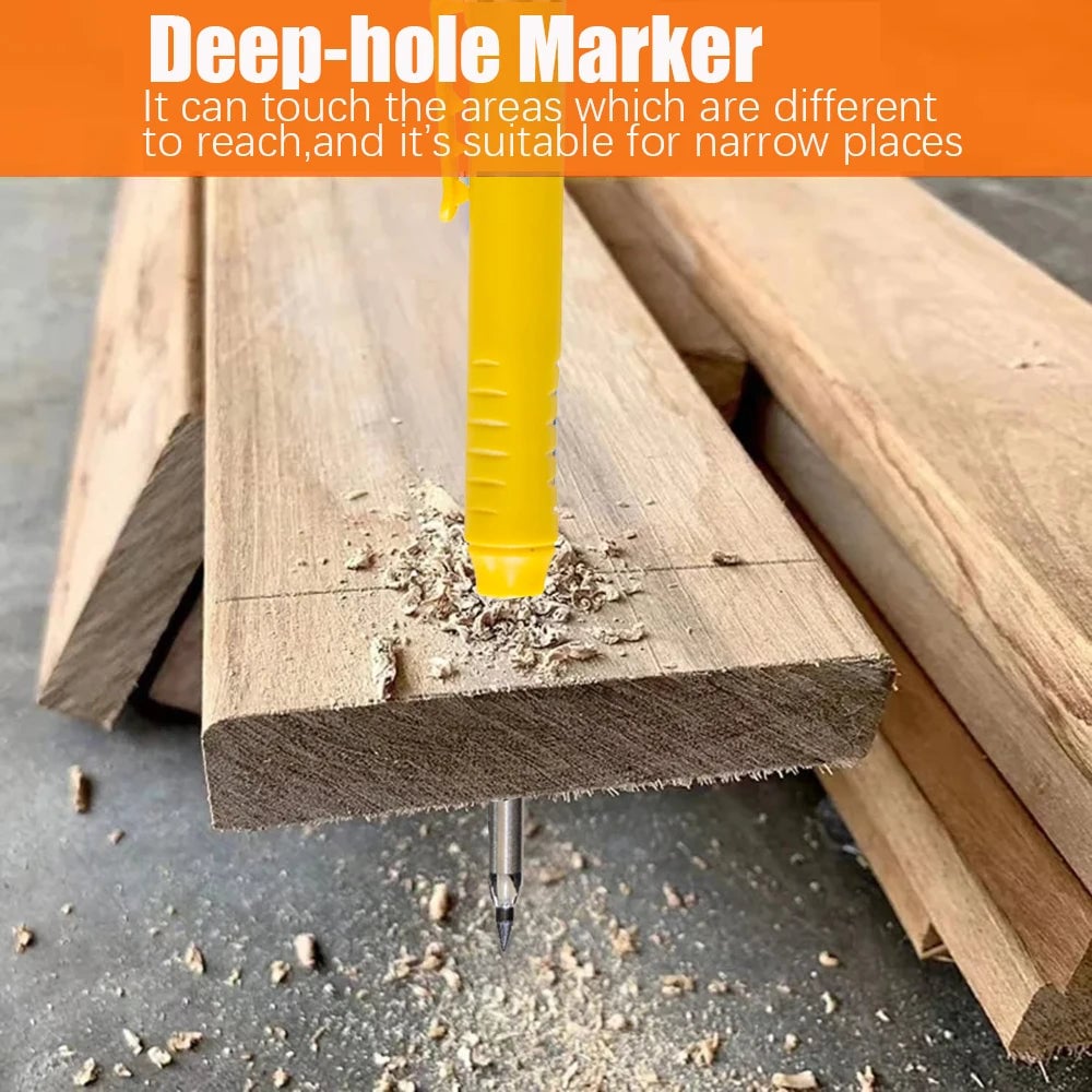 Solid Carpenter Pencil Set with Built-In Sharpener Deep Hole Marking