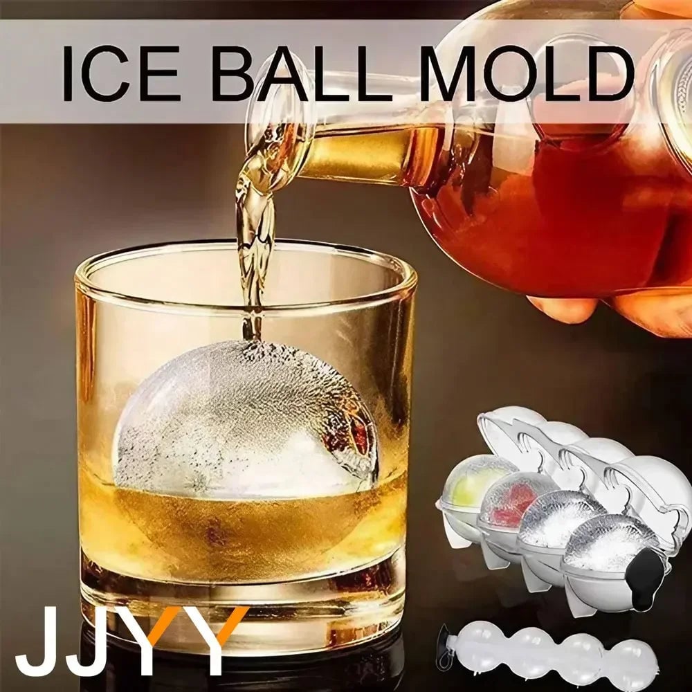 4 Cavity Silicone Whiskey Ice Ball Mold - Premium Cocktail Maker