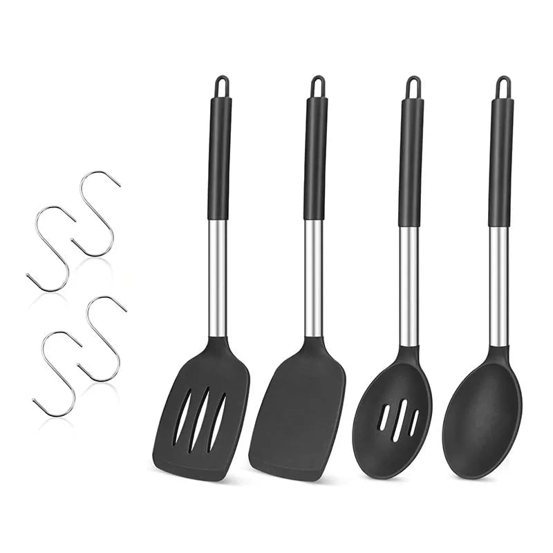 4Pcs Heat Resistant Silicone Cooking Utensil Set Spatulas Spoons