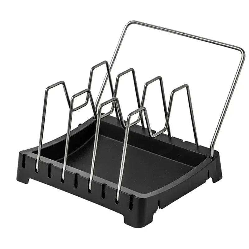 Adjustable Pot Lid Rack & Spoon Holder - Kitchen Organizer Stand