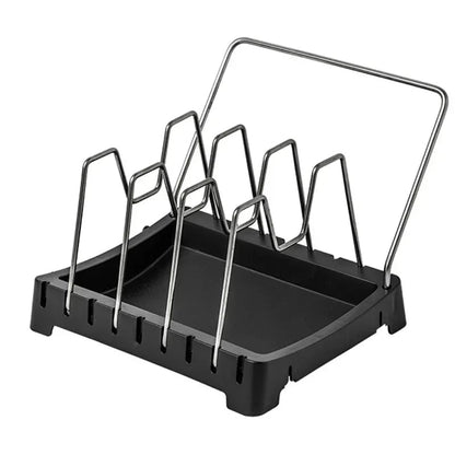 Adjustable Pot Lid Rack & Spoon Holder - Kitchen Organizer Stand