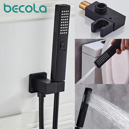 Black Handheld Shower Head 2 Function with Bracket & 150cm Hose