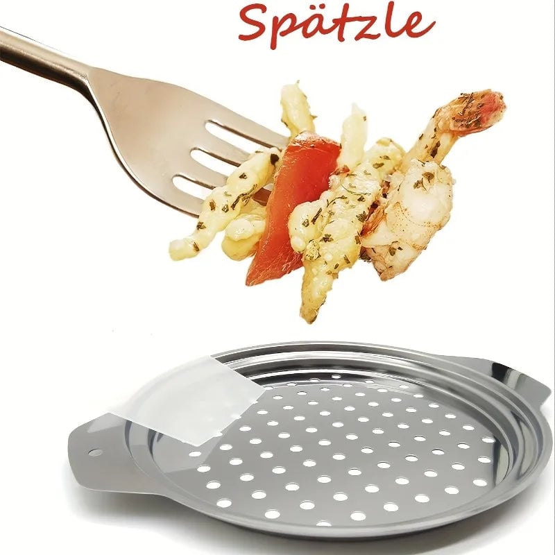 Stainless Steel Spaetzle Maker with Lid & Scraper - German Dumpling