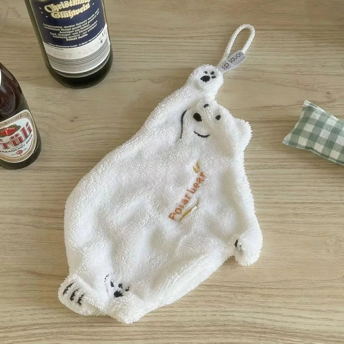 Super Absorbent Coral Fleece Kitchen Hand Towel - Polar Bear Design