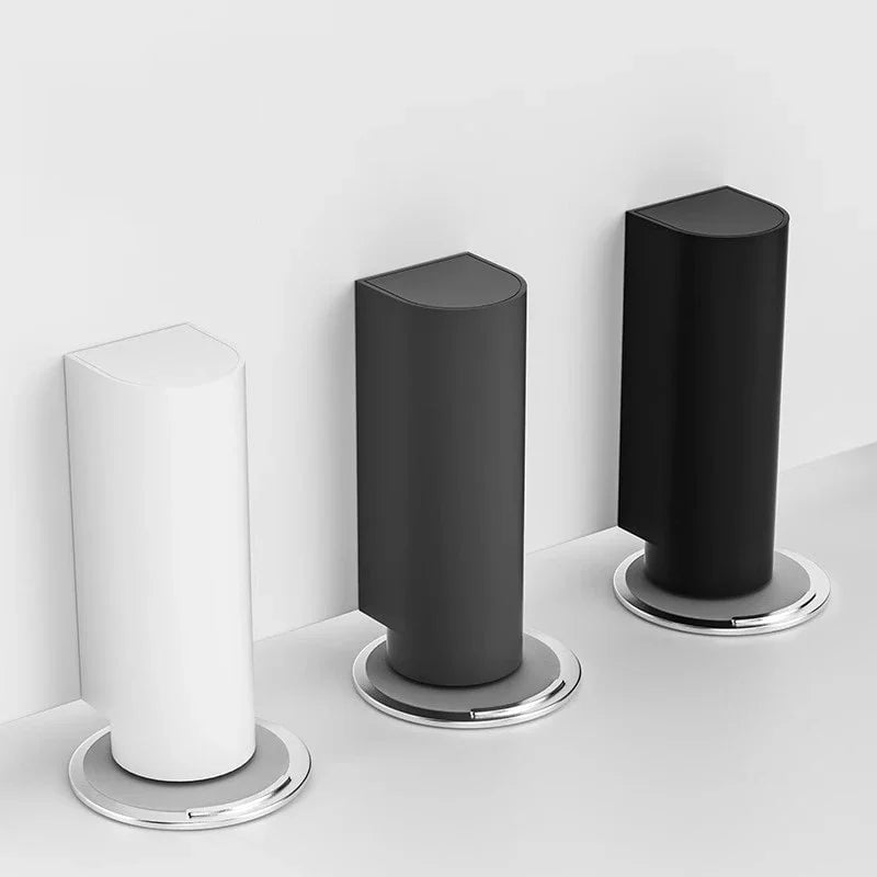 Stainless Steel Magnetic Door Stopper - Nail-Free Gray Black Base
