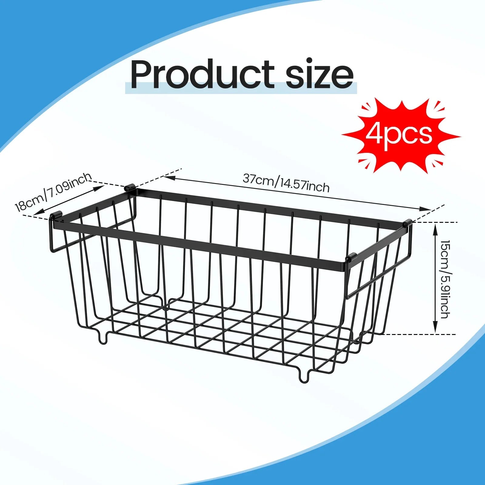 4Pcs Metal Chest Freezer Baskets Stackable Foldable Handles Storage