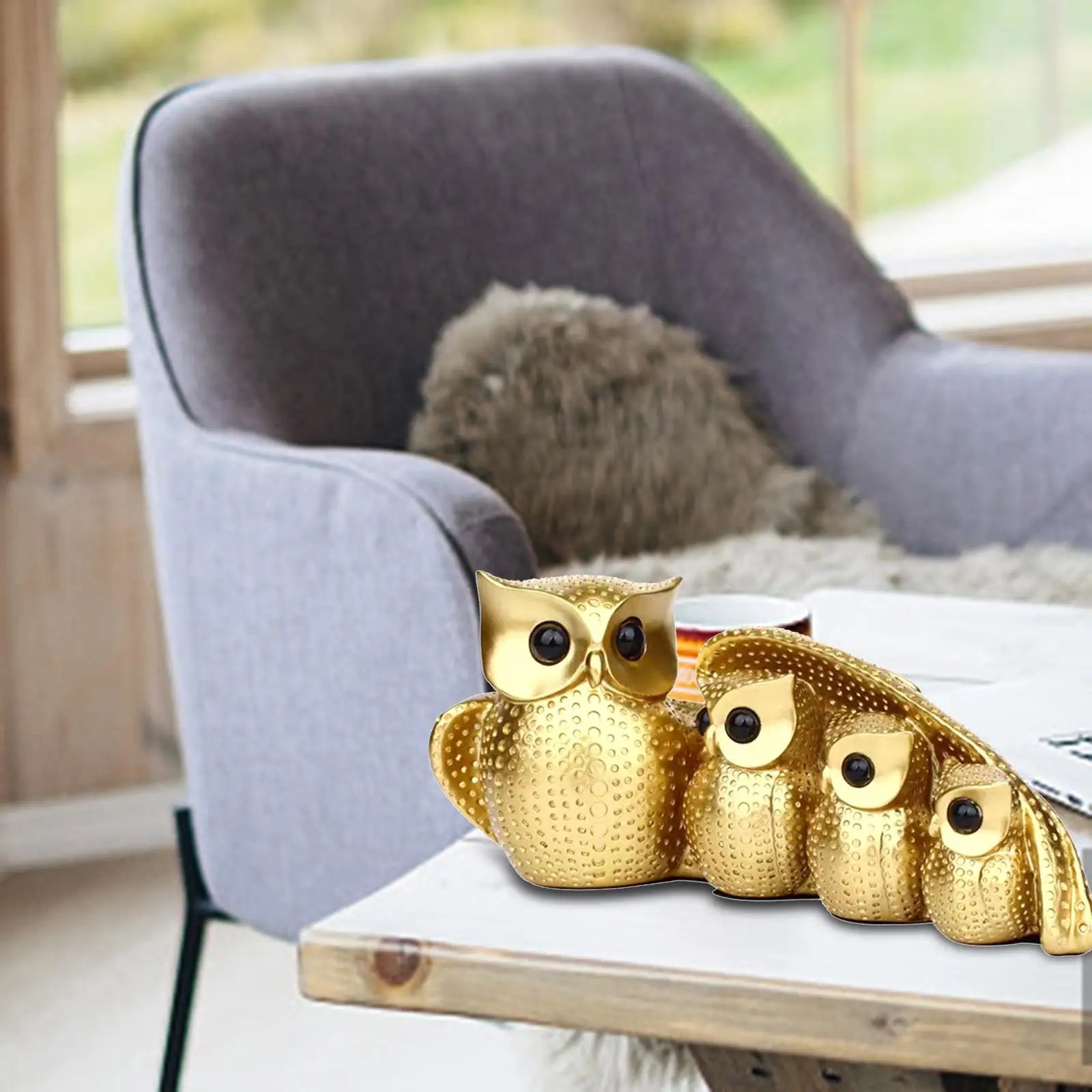 Family of Four Owl Decorative Figurines Set - Home Decor Sculptures