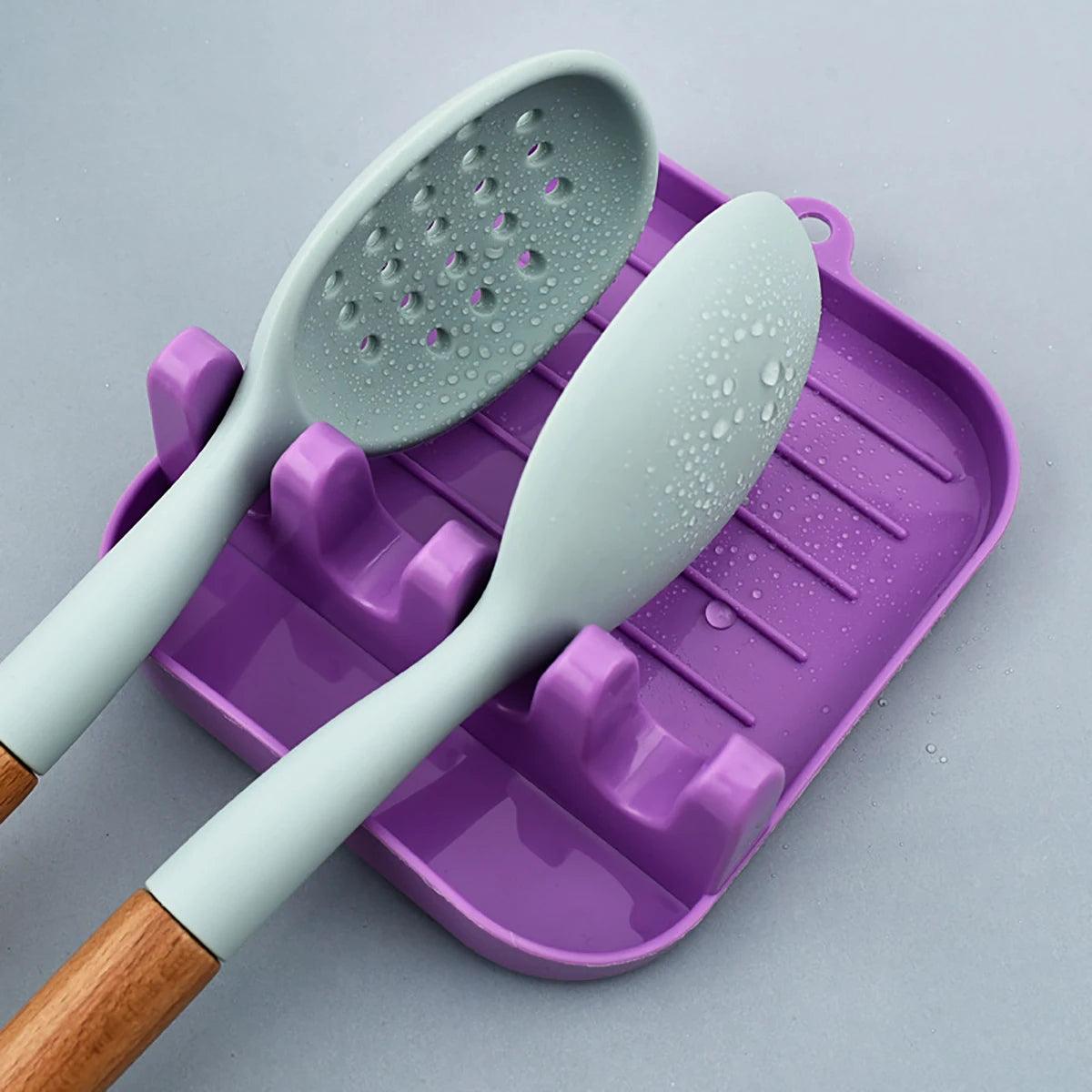 Non-Slip Kitchen Organizer Shelf - Pot Lids, Spoons & Chopsticks Rest