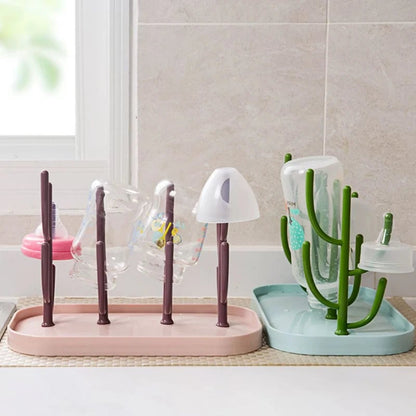 Tree Shaped Baby Bottle Drying Rack with Dust Proof Cover Holder