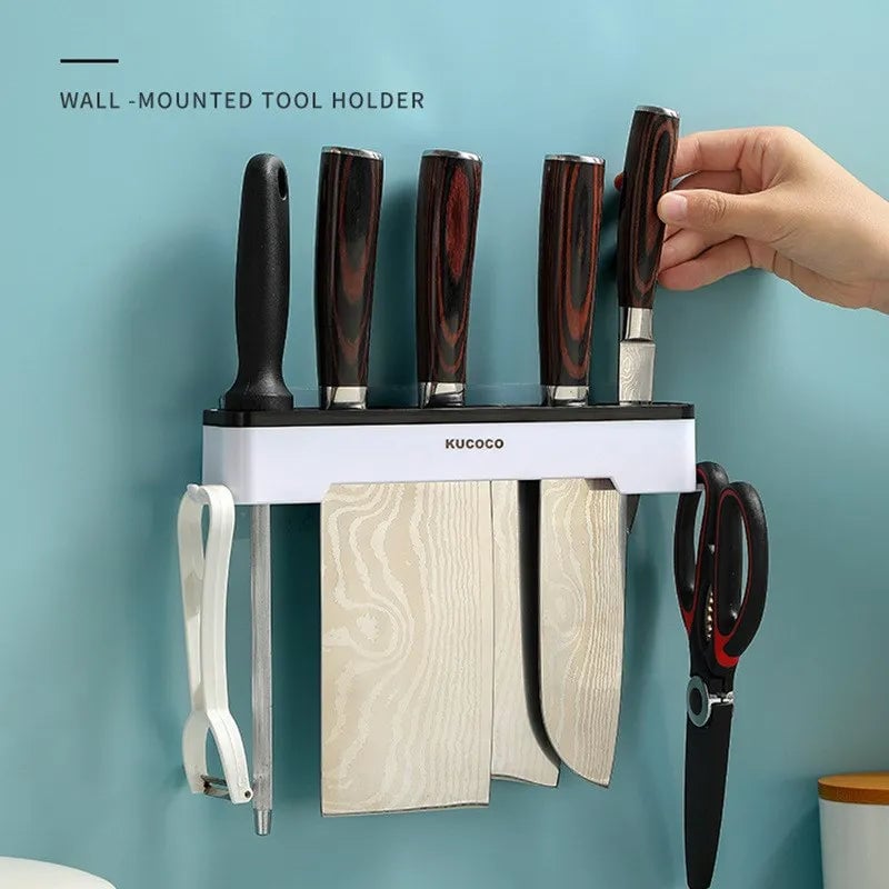 Wall Mounted Knife Holder Multifunctional Kitchen Cutlery Storage