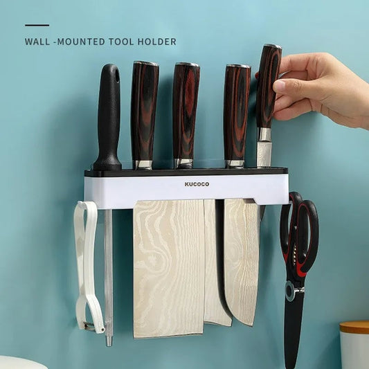 Wall Mounted Knife Holder Multifunctional Kitchen Cutlery Storage
