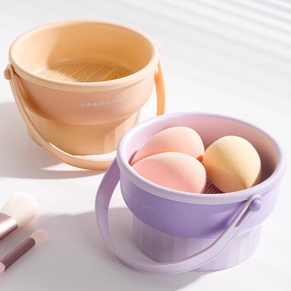 Makeup Brush Cleaning Bucket with Drying Rack & Storage Box Set