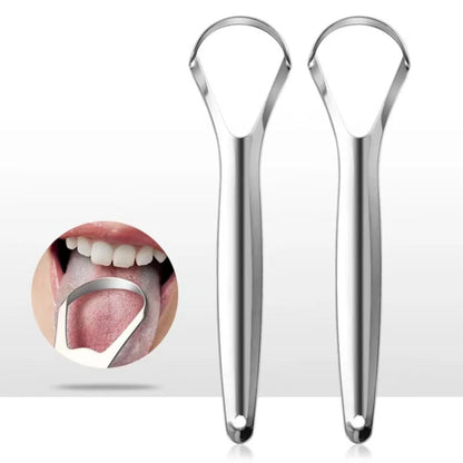 Stainless Steel Tongue Scraper - Adult Oral Care Bad Breath Remover