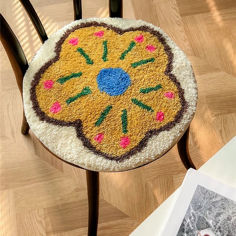 40x40cm Tufted Seat Cushion - Soft Round Square Floral Design Pad