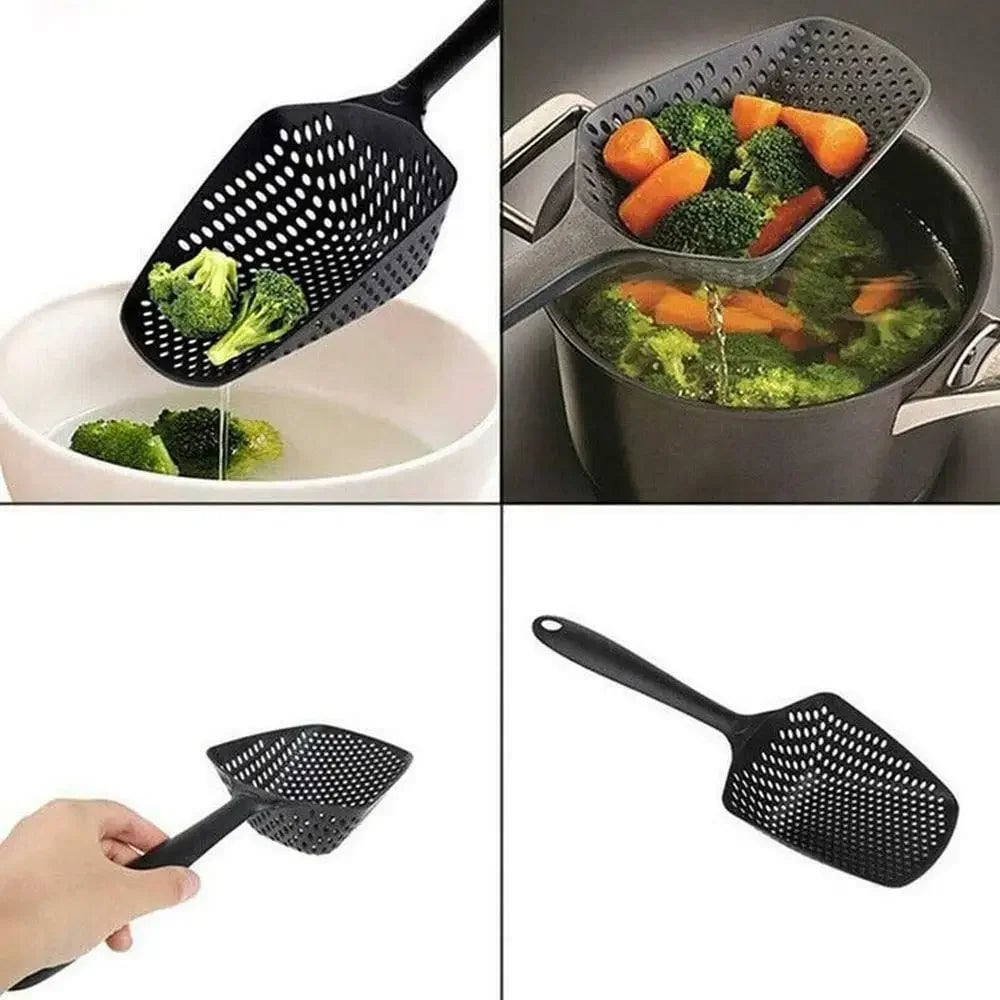 Nylon Slotted Scoop Colander Strainer with Handle - Kitchen Drain