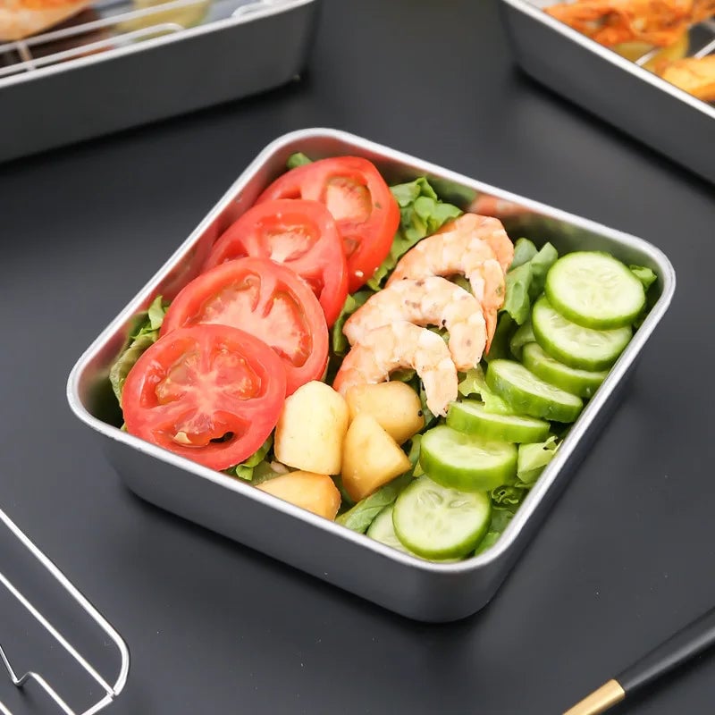 Square Stainless Steel Nonstick Baking Tray with Draining Grid