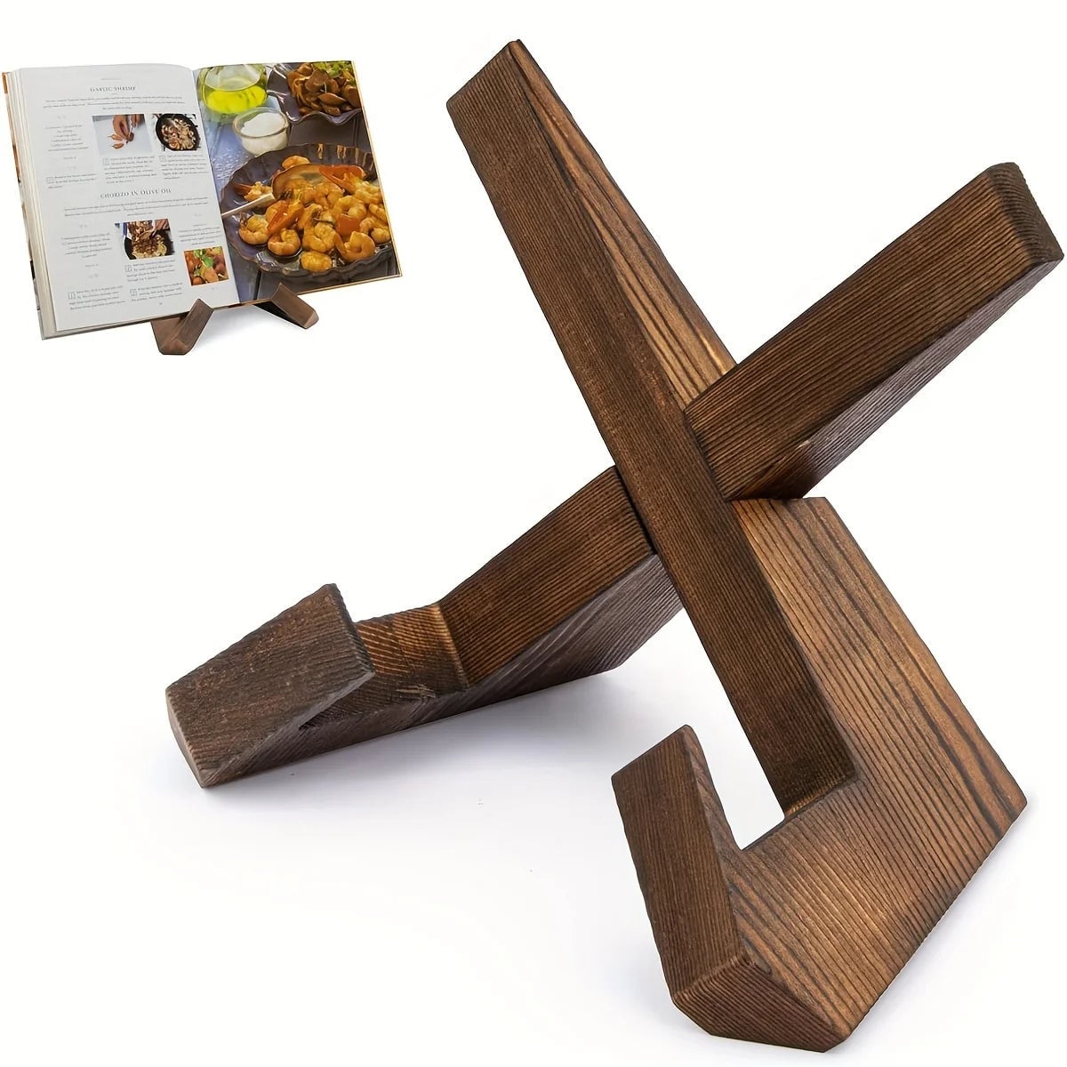 Rustic Wooden Kitchen Cookbook Bookshelf Counter Organizer