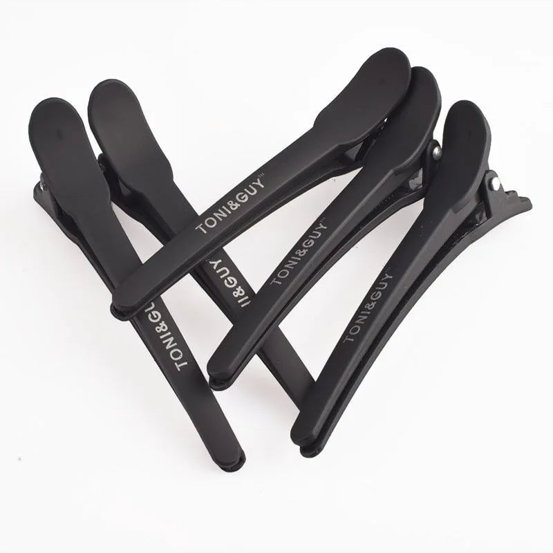 12pcs Professional Alligator Hair Clips Black Braided Salon Clamps