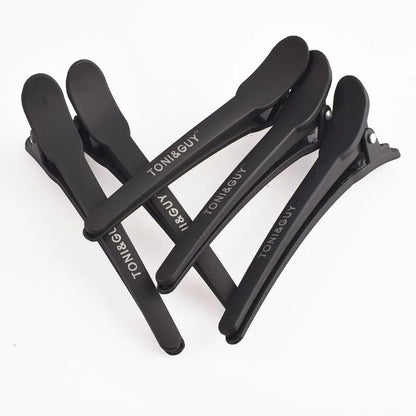 12pcs Professional Alligator Hair Clips Black Braided Salon Clamps