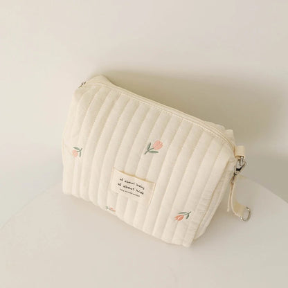 Embroidered Diaper Bag with Cute Print - Travel Baby Nappy Pouch