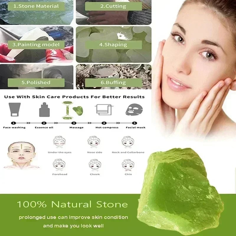 Natural Jade Roller Gua Sha Massager Face Neck Body Eye Care Tool