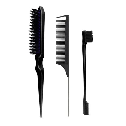 3-Piece Teasing Comb Set - Triple Rat Tail Hair Styling Tools