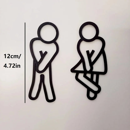 Creative 2D Flat Restroom Door Signs - Funny Bathroom Wall Stickers