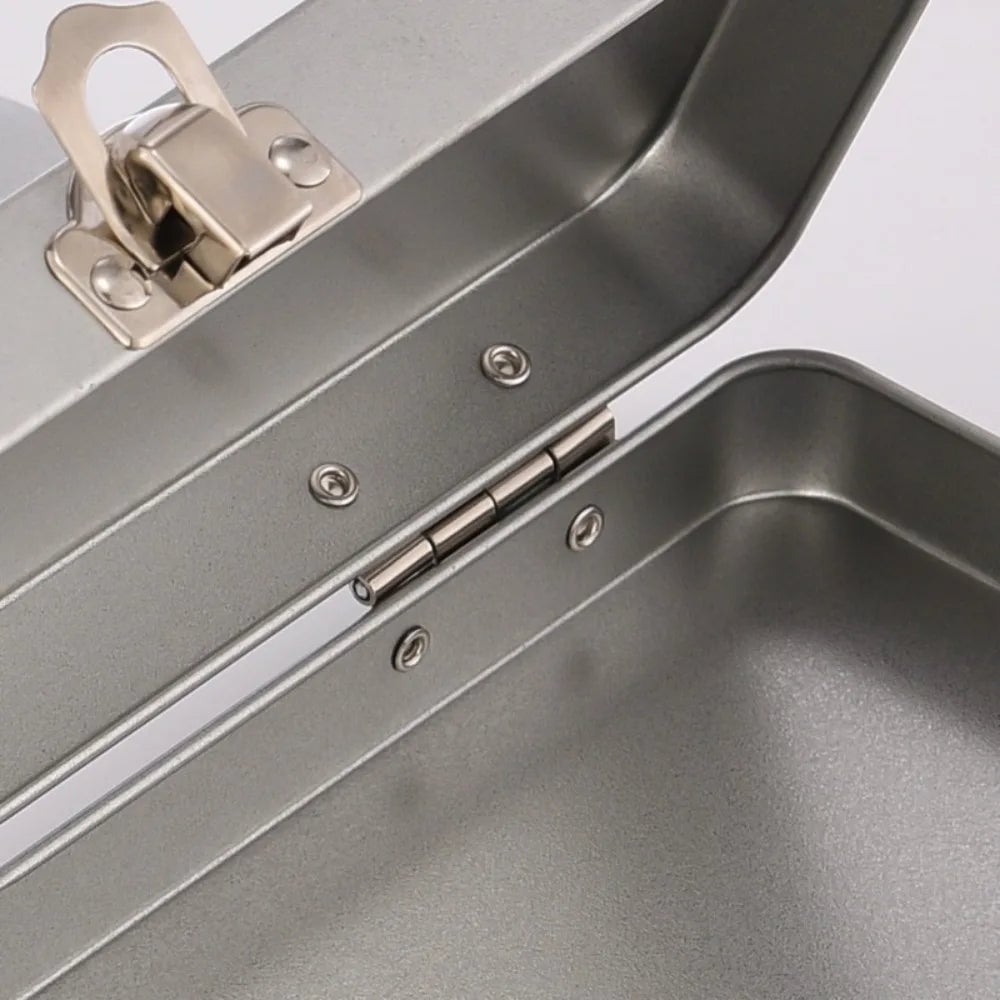Rectangle Metal Storage Box Iron Flip Cover Lock Silver Hinged