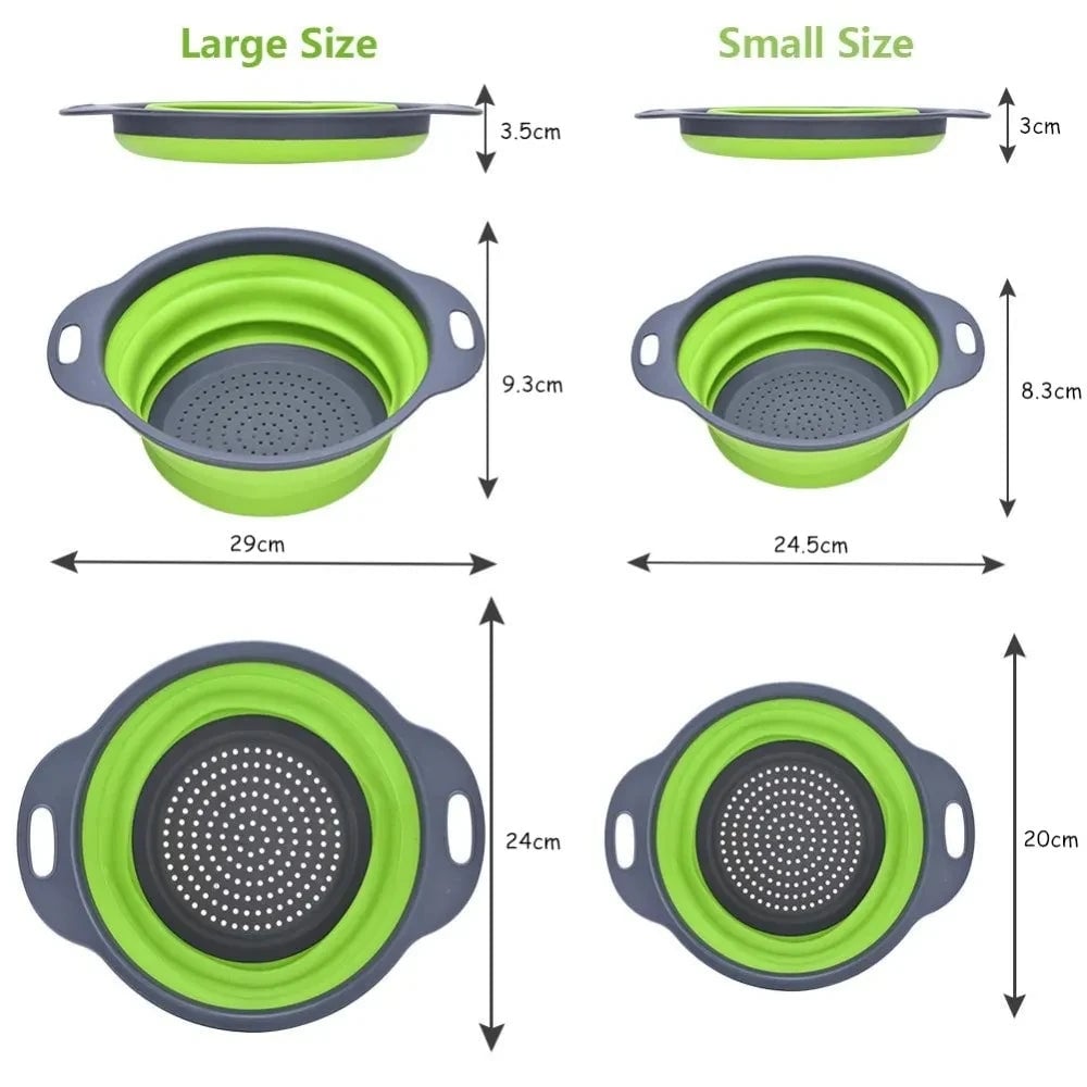 Extendable Collapsible Kitchen Colander - Long Handle Pasta Strainer