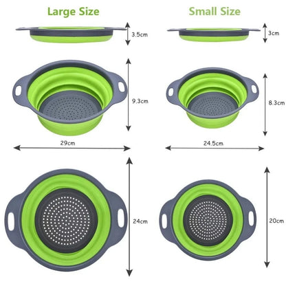 Extendable Collapsible Kitchen Colander - Long Handle Pasta Strainer