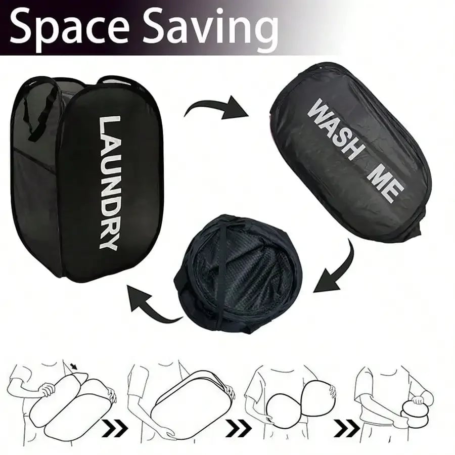 Mesh Pop Up Laundry Hamper - Collapsible Portable Basket Dorm